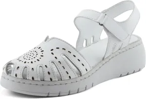 Spring Step Women's GALAVIS Leather Wedge Sandals  Closed-Toe Sporty Sandal with Hook-and-Loop Closure and Cushioned Footbed