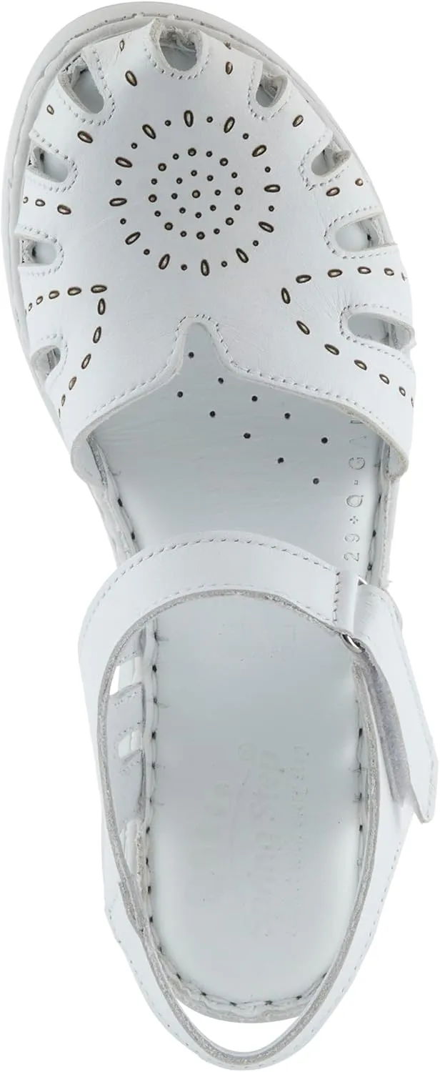 Spring Step Women's GALAVIS Leather Wedge Sandals  Closed-Toe Sporty Sandal with Hook-and-Loop Closure and Cushioned Footbed