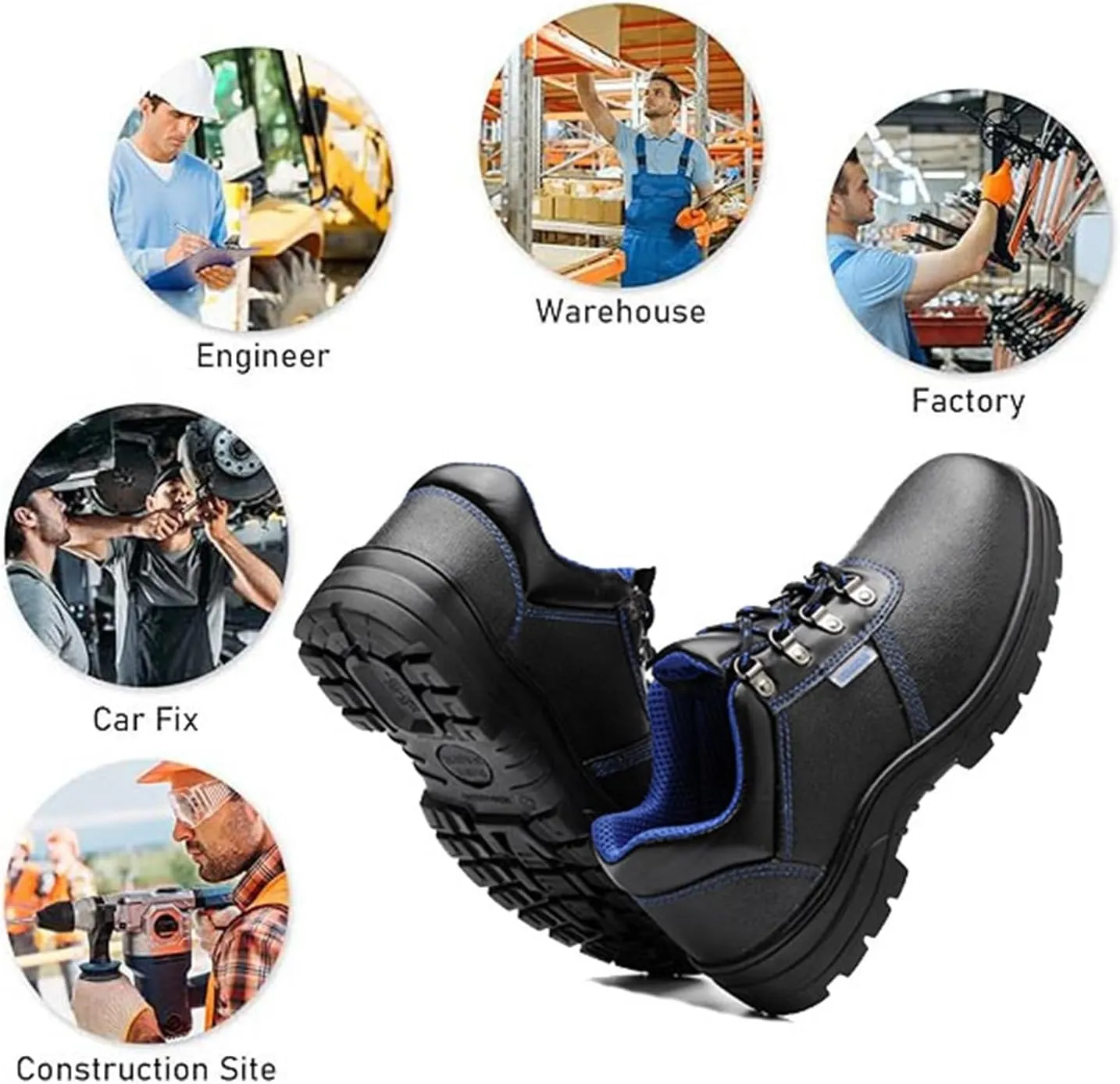 Steel Toe Work Boots for Men, Men's Comfortable Waterproof Non-slip Safety Steel Toe Work Boots, Puncture Proof Construction Shoes, for Welder Industrial, Construction