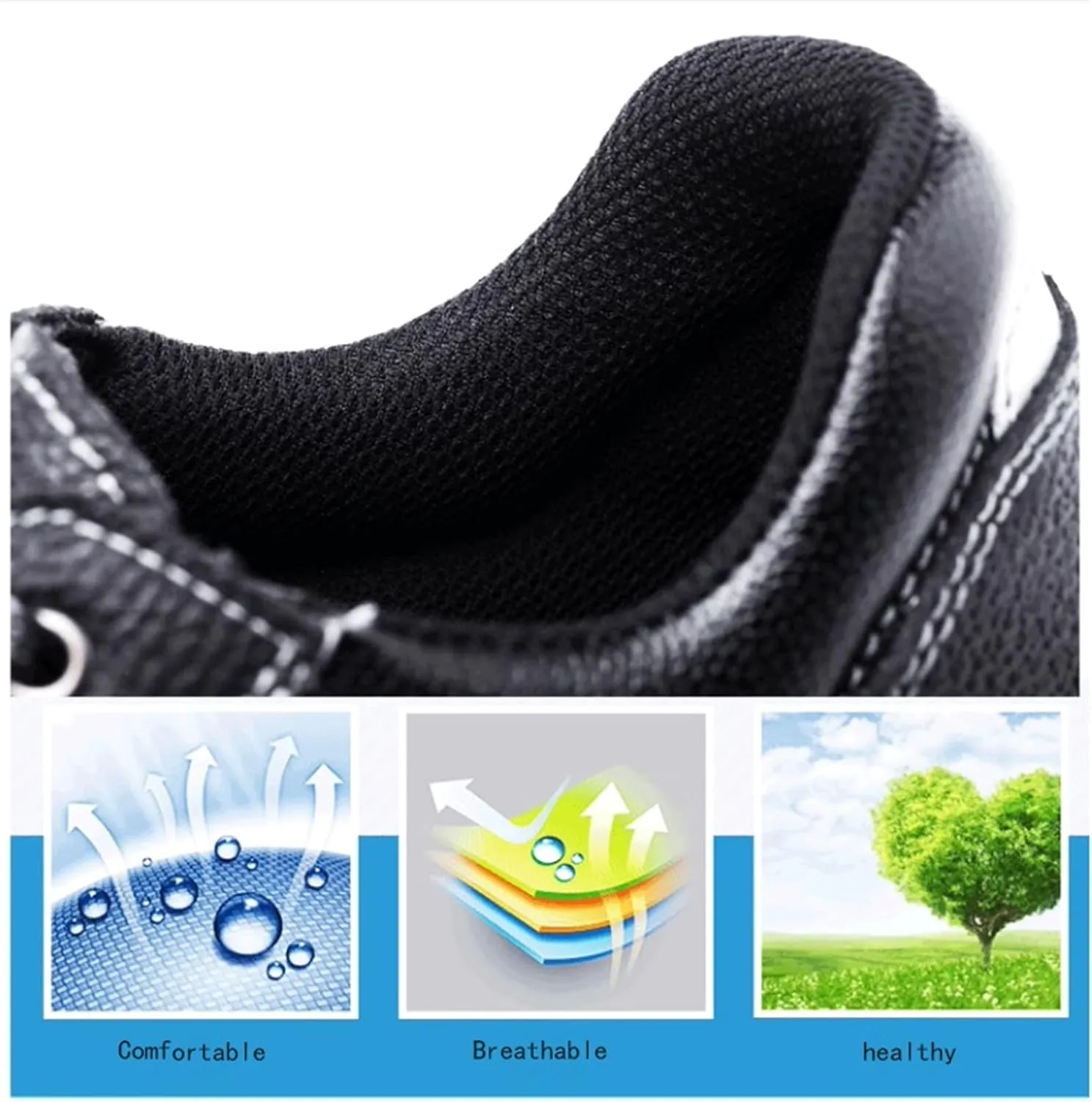 Steel Toe Work Boots for Men, Men's Comfortable Waterproof Non-slip Safety Steel Toe Work Boots, Puncture Proof Construction Shoes, for Welder Industrial, Construction