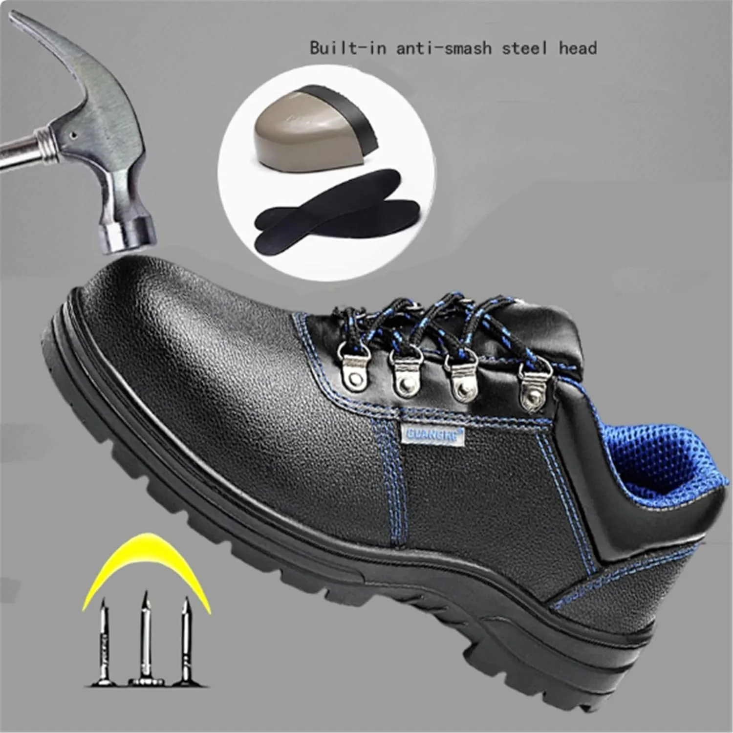Steel Toe Work Boots for Men, Men's Comfortable Waterproof Non-slip Safety Steel Toe Work Boots, Puncture Proof Construction Shoes, for Welder Industrial, Construction
