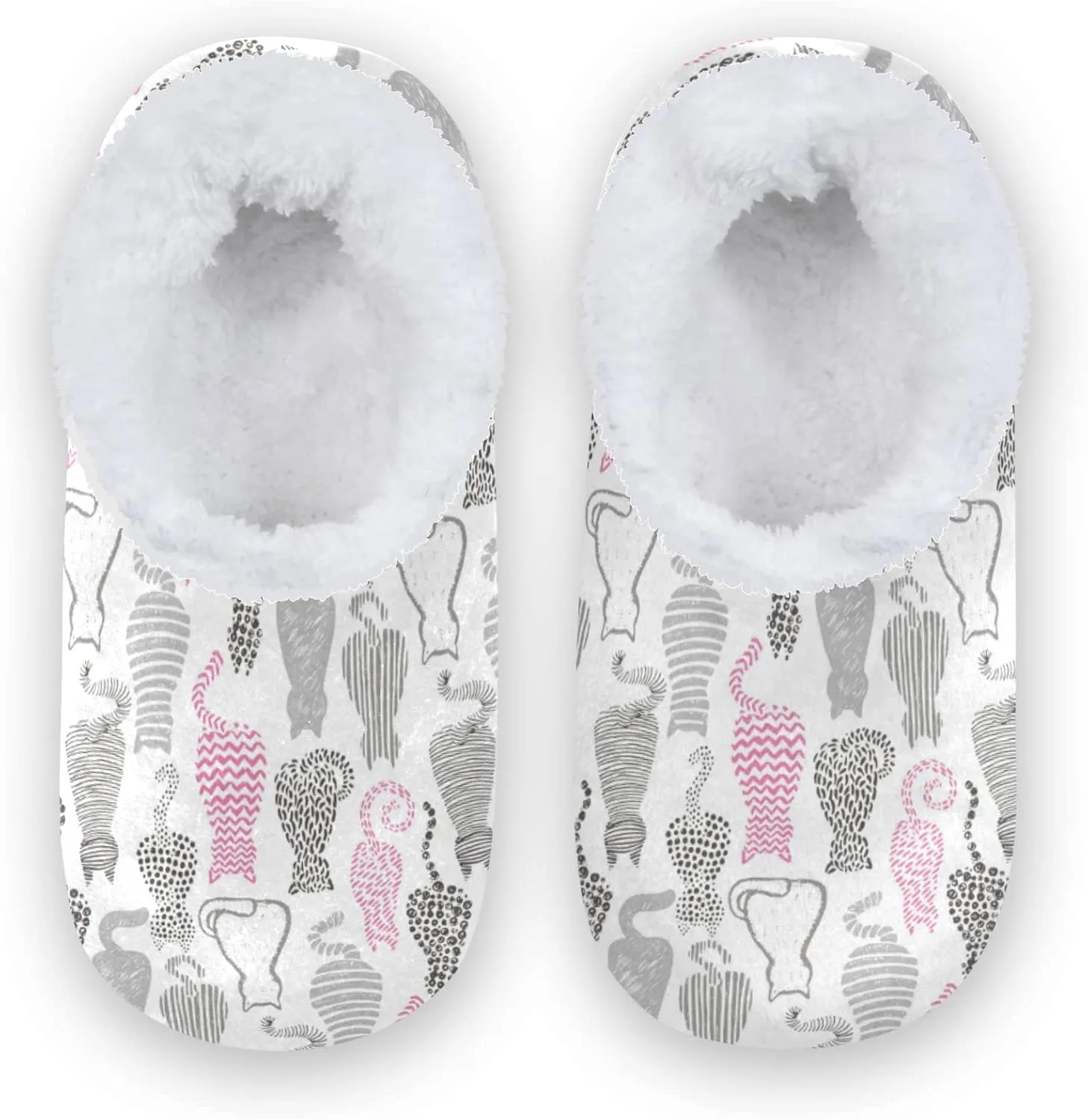 Striped Cat Slippers for Kids Animals Home House Fuzzy Slippers Indoor Soft Plush Fleece Non Slip Casual Shoes for Boys Girls, XS