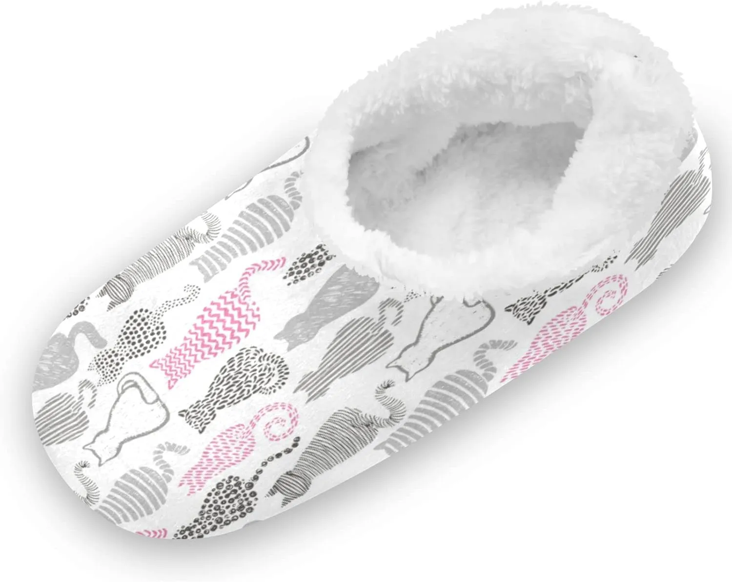 Striped Cat Slippers for Kids Animals Home House Fuzzy Slippers Indoor Soft Plush Fleece Non Slip Casual Shoes for Boys Girls, XS