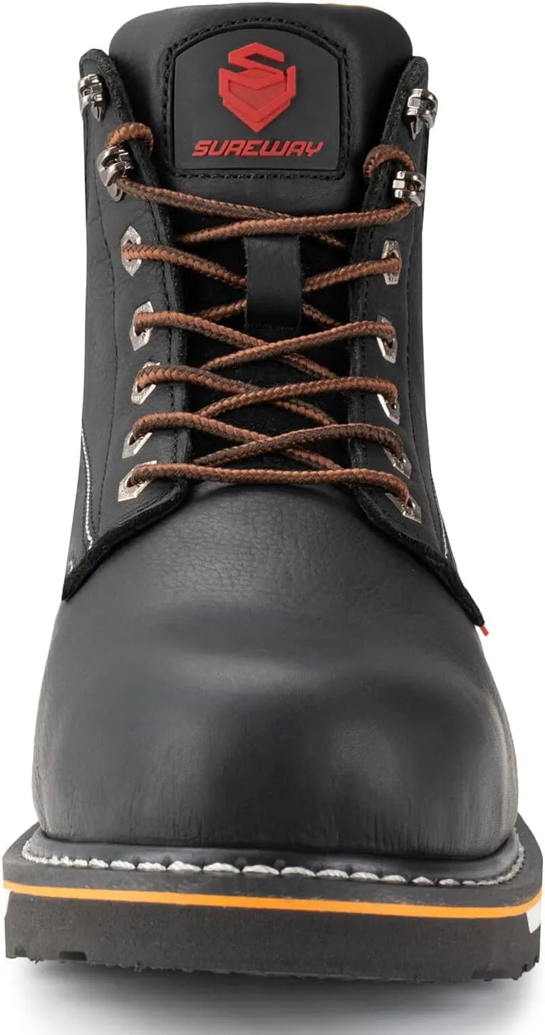 SUREWAY 6 in Mens Heavy Duty Soft/Steel Toe Work Boots for Men,Goodyear Welted,Full Grain Leather,Slip Resistant,EH Safety Industrial Construction Boot