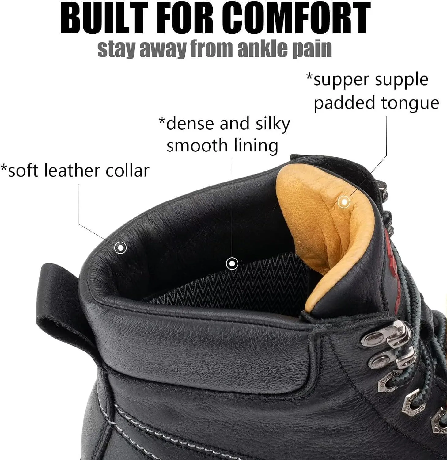 SUREWAY 6 in Mens Heavy Duty Soft/Steel Toe Work Boots for Men,Goodyear Welted,Full Grain Leather,Slip Resistant,EH Safety Industrial Construction Boot