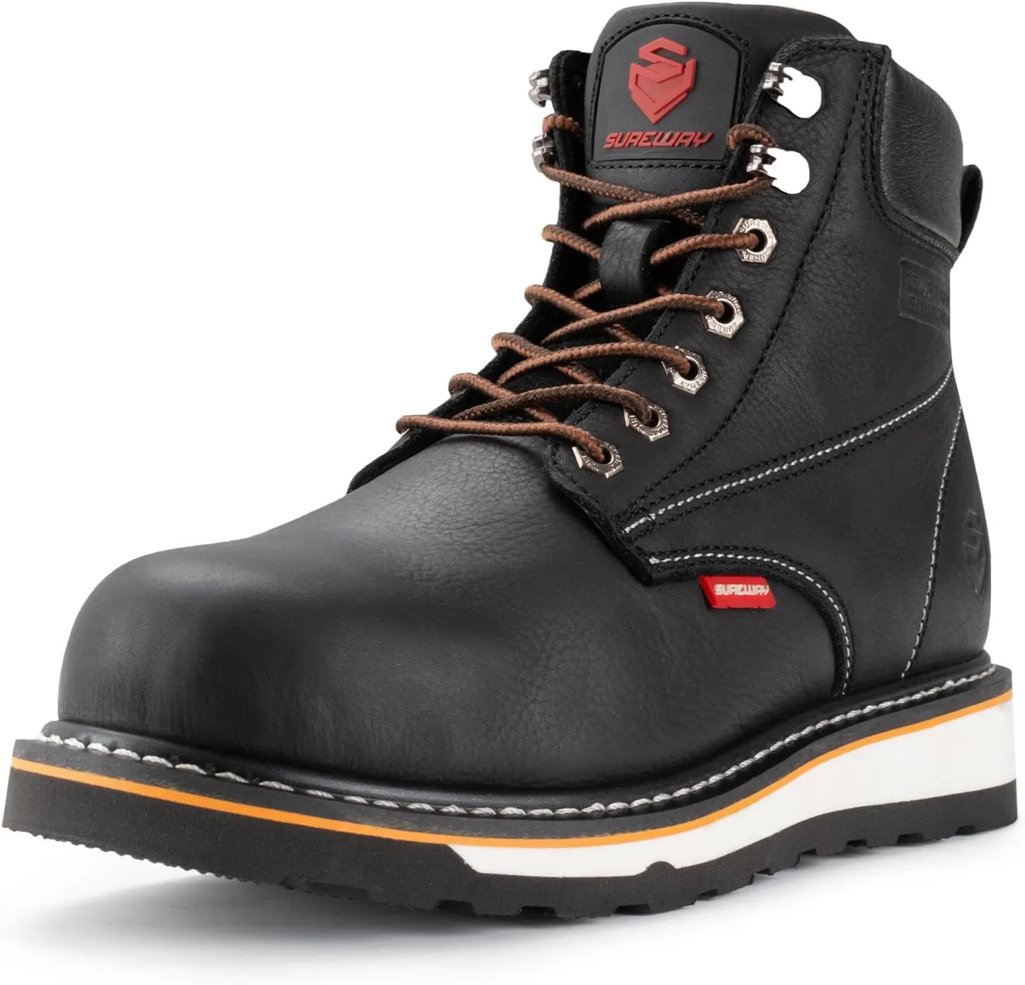 SUREWAY 6 in Mens Heavy Duty Soft/Steel Toe Work Boots for Men,Goodyear Welted,Full Grain Leather,Slip Resistant,EH Safety Industrial Construction Boot