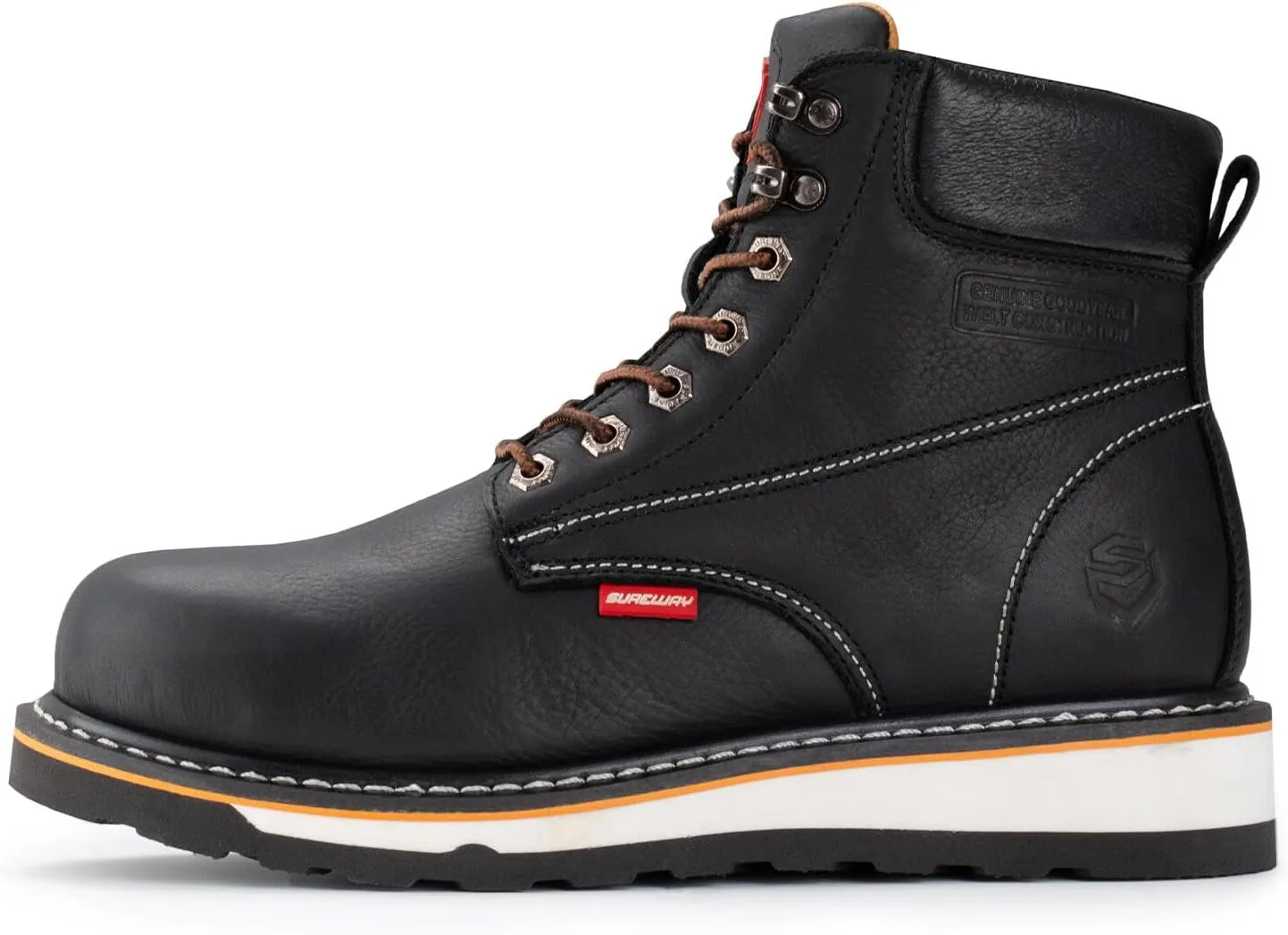 SUREWAY 6 in Mens Heavy Duty Soft/Steel Toe Work Boots for Men,Goodyear Welted,Full Grain Leather,Slip Resistant,EH Safety Industrial Construction Boot