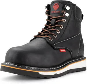 SUREWAY 6 in Mens Heavy Duty Soft/Steel Toe Work Boots for Men,Goodyear Welted,Full Grain Leather,Slip Resistant,EH Safety Industrial Construction Boot
