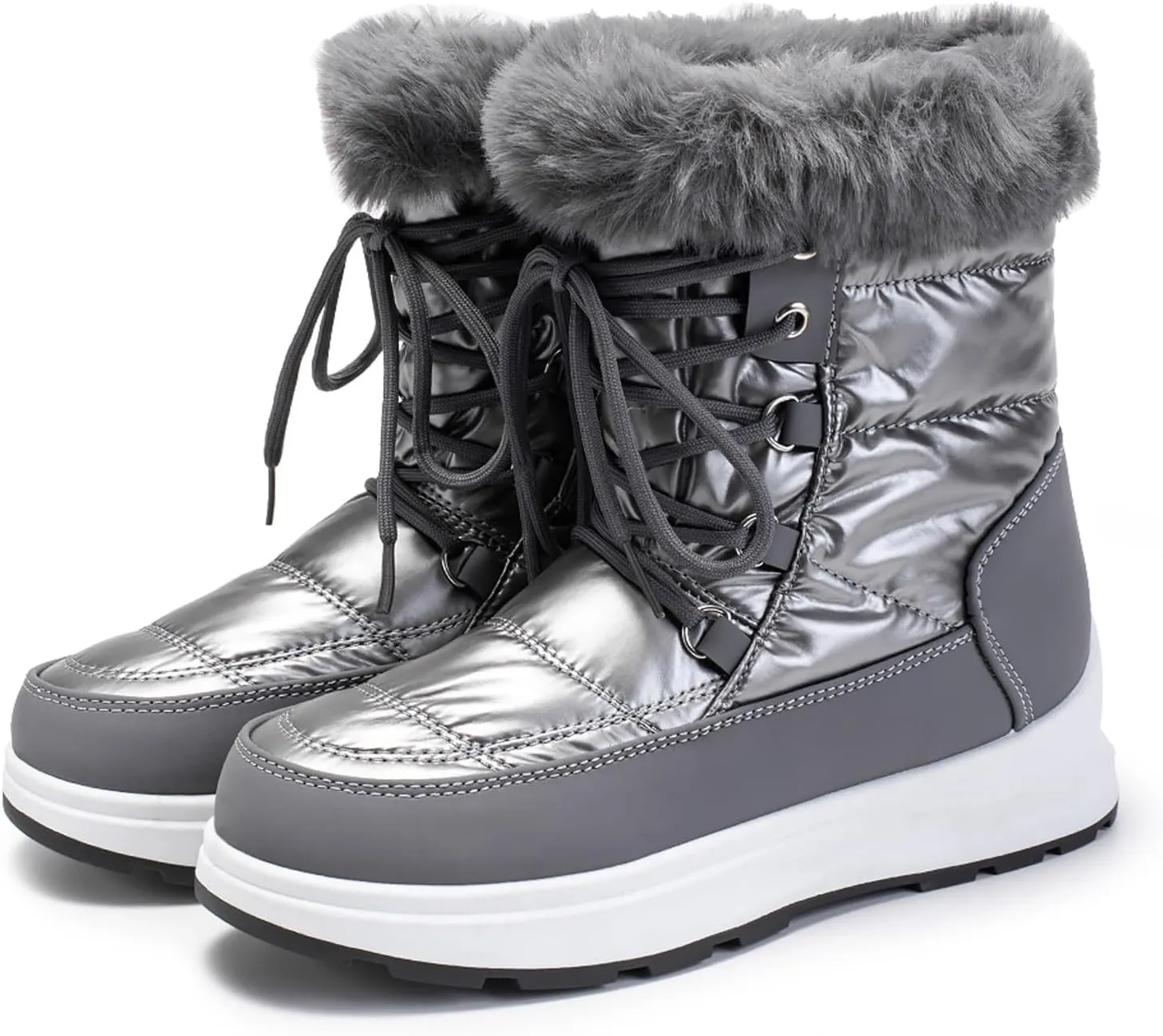 Teens Snow Boots Waterproof Fuzzy Boots Work Ankle Shoes Fleece Winter Work Boots for Women Womens Work Boots