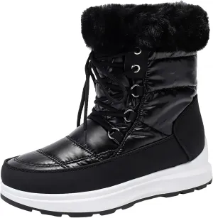 Teens Snow Boots Waterproof Fuzzy Boots Work Ankle Shoes Fleece Winter Work Boots for Women Womens Work Boots