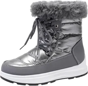 Teens Snow Boots Waterproof Fuzzy Boots Work Ankle Shoes Fleece Winter Work Boots for Women Womens Work Boots