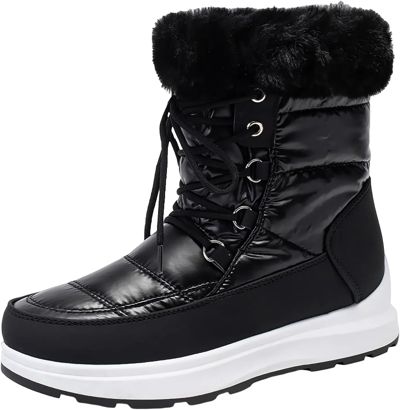 Teens Snow Boots Waterproof Fuzzy Boots Work Ankle Shoes Fleece Winter Work Boots for Women Womens Work Boots