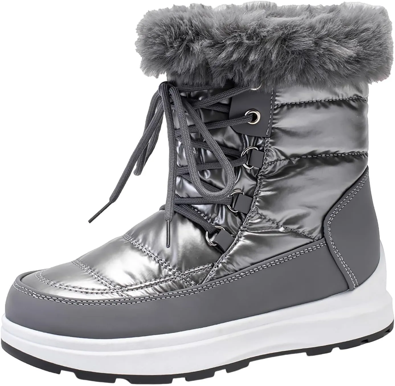 Teens Snow Boots Waterproof Fuzzy Boots Work Ankle Shoes Fleece Winter Work Boots for Women Womens Work Boots