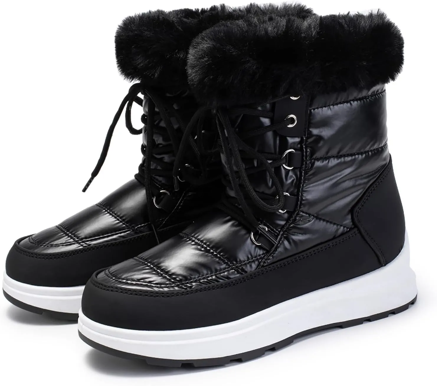 Teens Snow Boots Waterproof Fuzzy Boots Work Ankle Shoes Fleece Winter Work Boots for Women Womens Work Boots