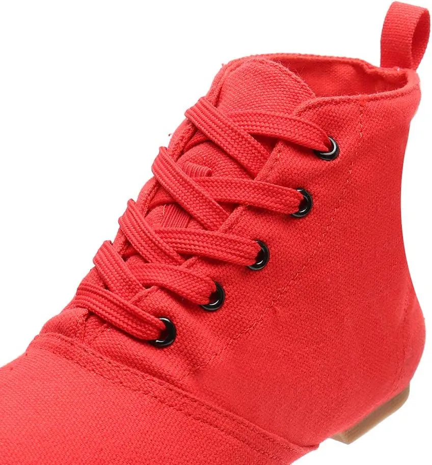 TINRYMX Canvas Lace Up Dance Shoes Split Sole Ballroom Jazz Modern Dance Boots for Women