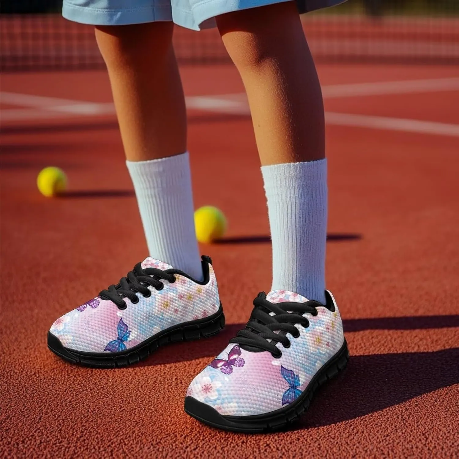 Toddler Kid's Cute Lightweight Running Athletic Shoes Non Slip Casual Walking Shoe Lace-Up Low Top Sneakers Outdoor