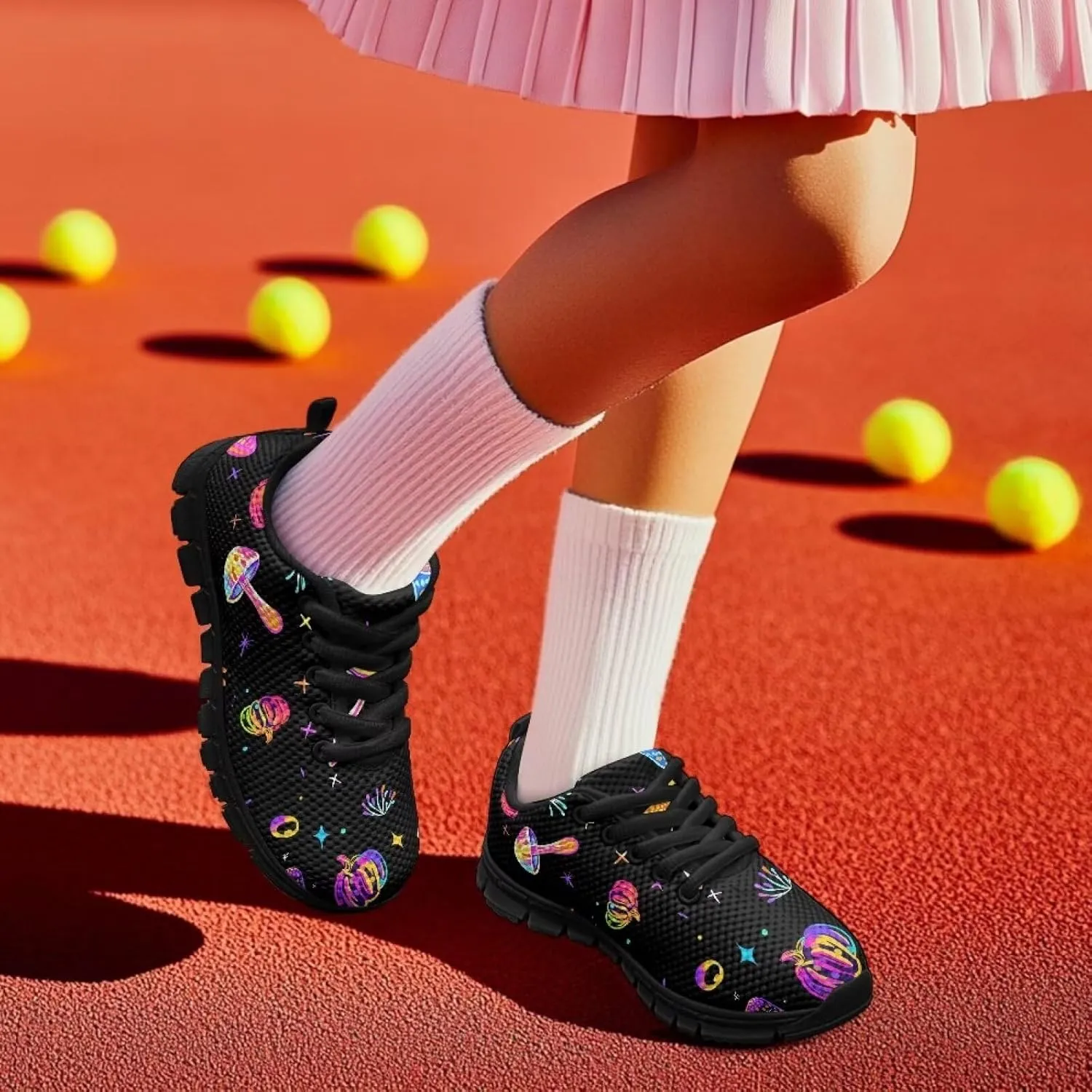 Toddler Kid's Cute Lightweight Running Athletic Shoes Non Slip Casual Walking Shoe Lace-Up Low Top Sneakers Outdoor