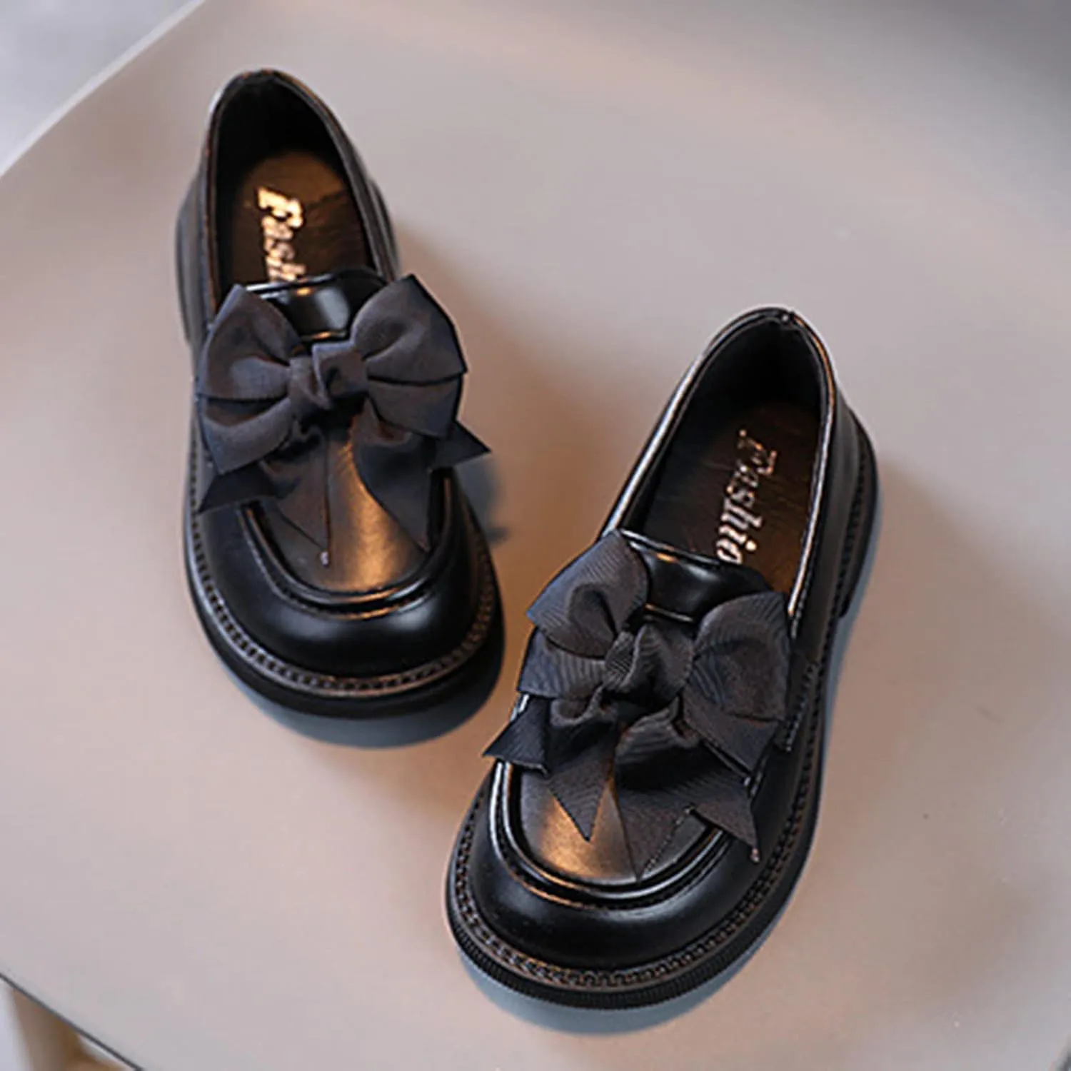 Toddler Little Kid Girls British Style School Bowknot Shoes Princess Performance Shoes Shoes with Lights Girls
