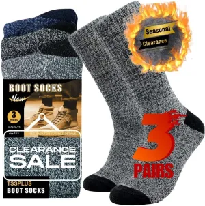 TSSPLUS Mens Winter Thermal Warm Heavy Duty Cotton Crew Work Boots Socks,Active Work Socks,Winter Boot Sock US size 9-13