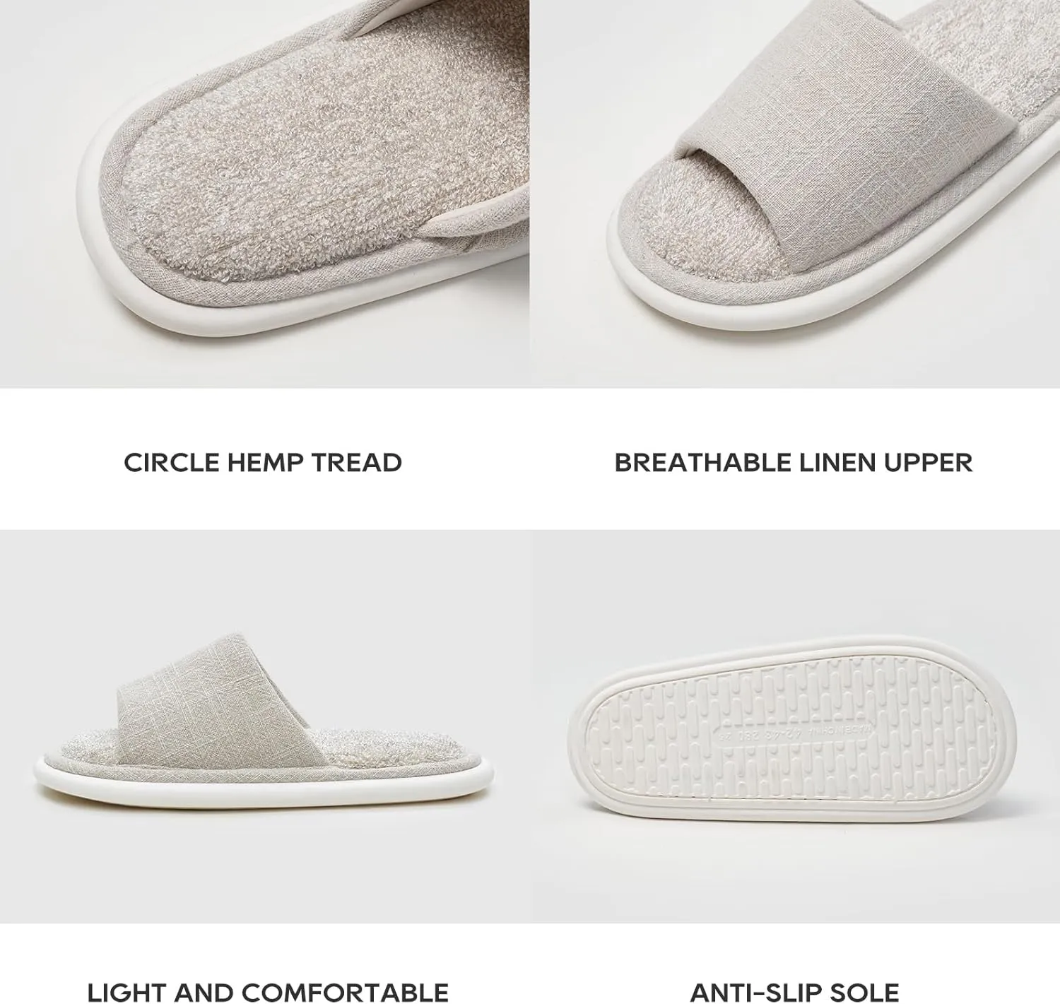 utune House Slippers Open Toe Slippers for Women Men Indoor Slippers Cozy Bedroom Slippers Women House Shoes