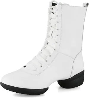 VEACAM Jazz Dance Boots Ballet Lace-Up Dancing Sneakers for Women Girl High Top Modern Dance Performance Shoes