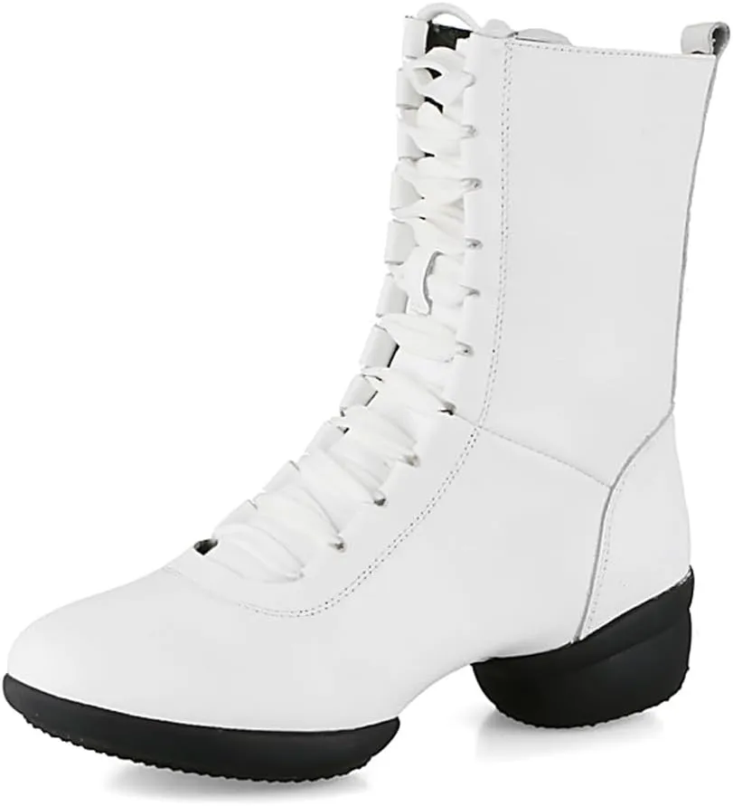VEACAM Jazz Dance Boots Ballet Lace-Up Dancing Sneakers for Women Girl High Top Modern Dance Performance Shoes