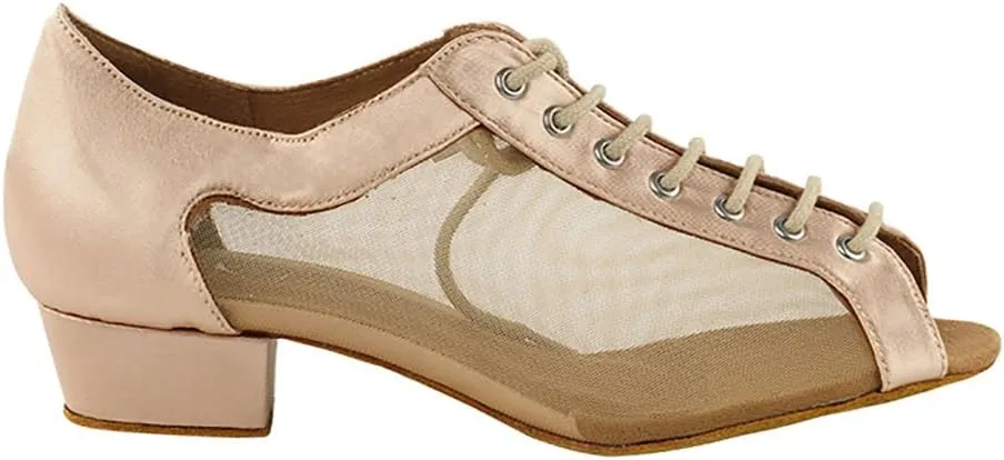 Very Fine Ballroom Salsa Practice Dance Shoes for Women 1643FT 1-Inch Heel   Foldable Brush Bundle