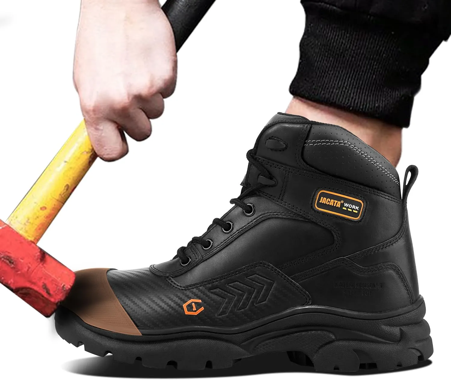Waterproof Leather Soft/Steel Toe Work Boots For Men,Heavy Duty 6Inch Oil/Slip Resistant Rubber Outsole Comfortable Construction Industrial Safety Mens Work Boots