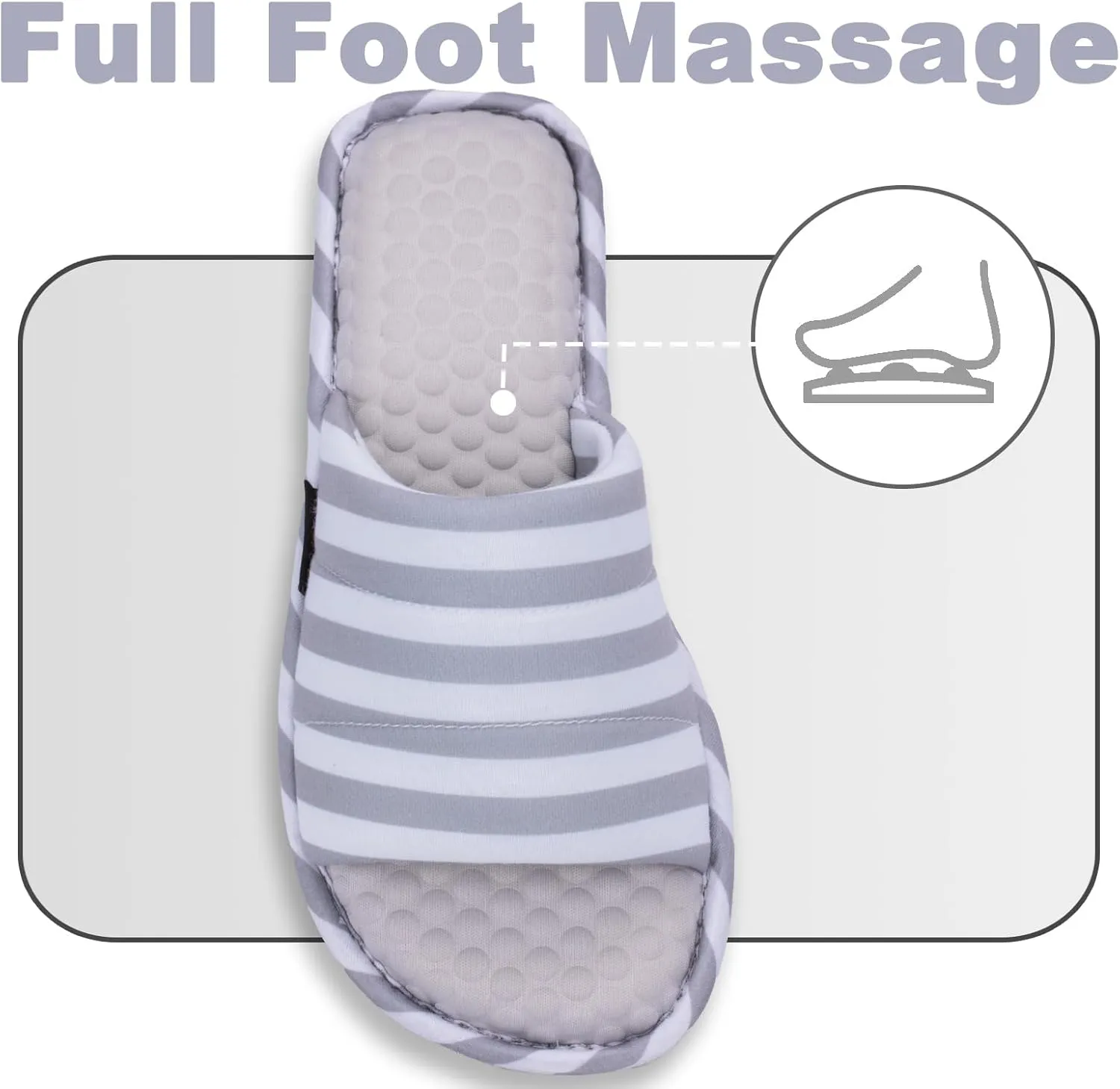 Wide Fit Open-Toe Massage Slippers for Women – Breathable Knit Fabric, Cozy Memory Foam, Non-Slip Indoor House Slides