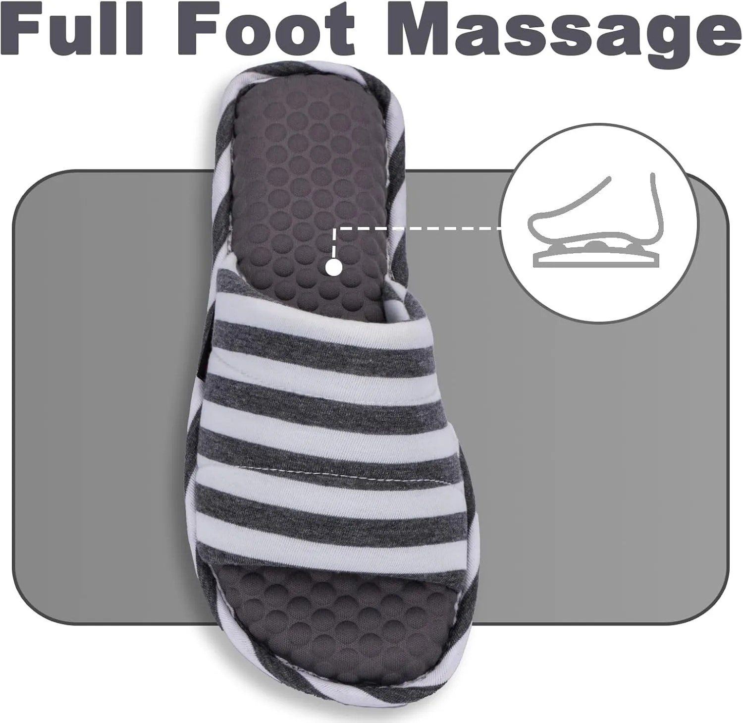 Wide Fit Open-Toe Massage Slippers for Women  Breathable Knit Fabric, Cozy Memory Foam, Non-Slip Indoor House Slides