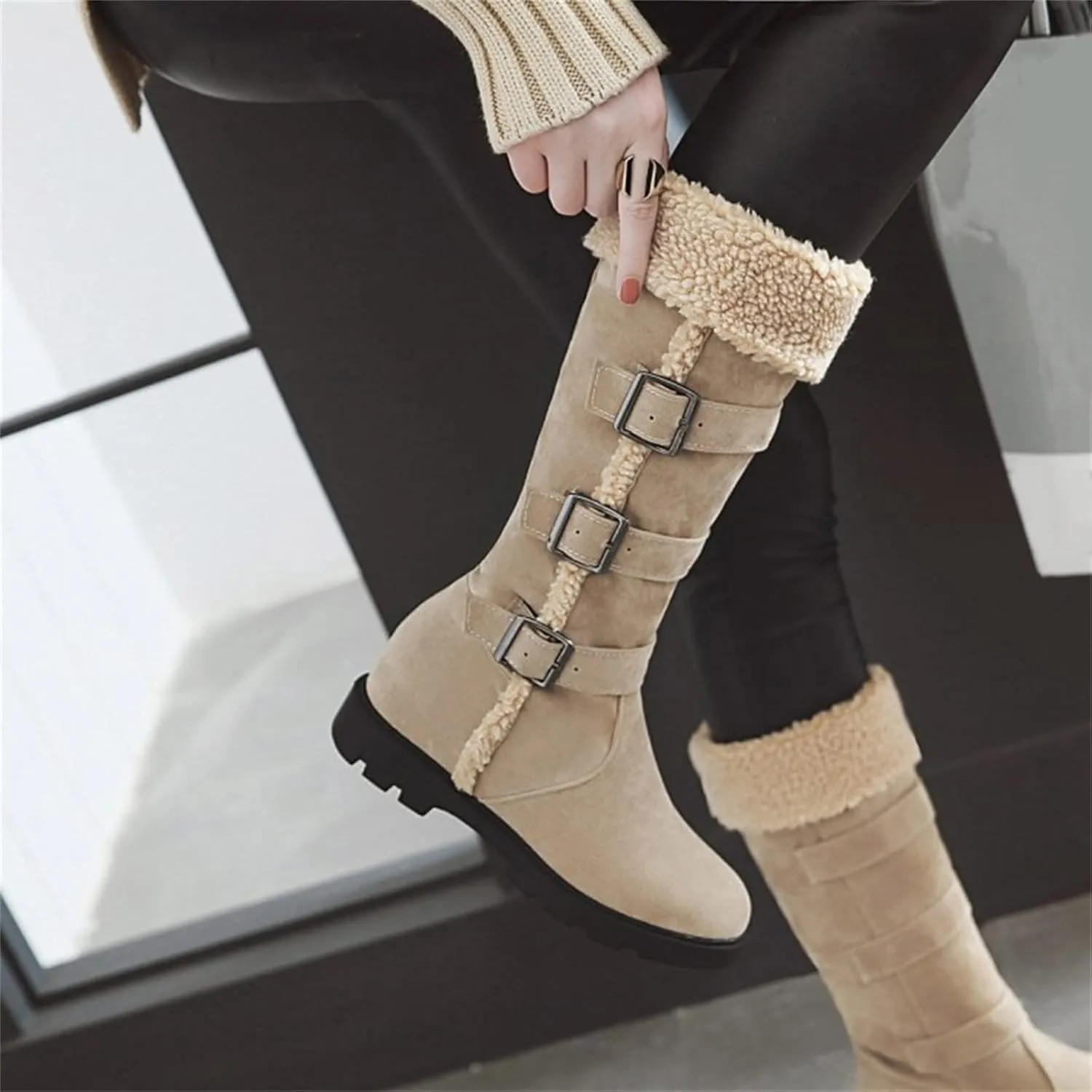 Winter Boots for Teens Waterproof Winter Boots Fleece Walking Shoes Insulated Outdoor Work Boots Work Boots for Men