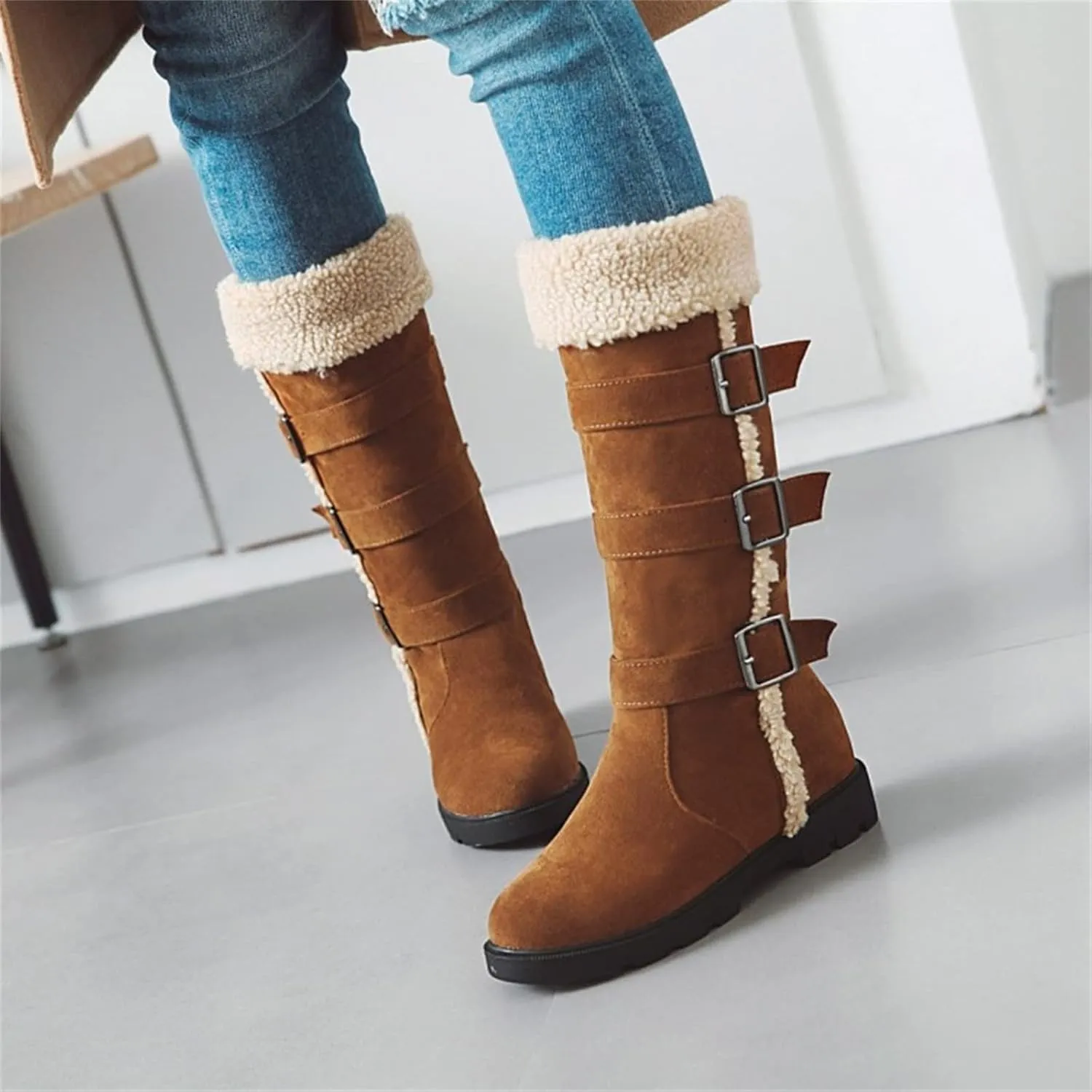 Winter Boots for Teens Waterproof Winter Boots Fleece Walking Shoes Insulated Outdoor Work Boots Work Boots for Men