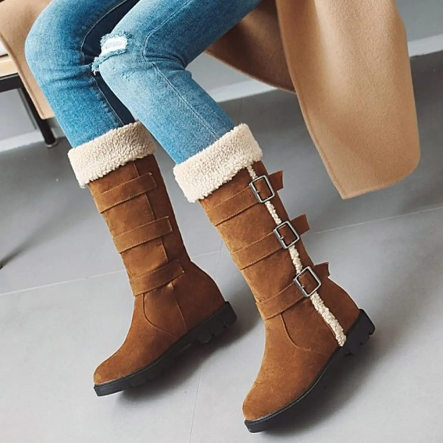 Winter Boots for Teens Waterproof Winter Boots Fleece Walking Shoes Insulated Outdoor Work Boots Work Boots for Men