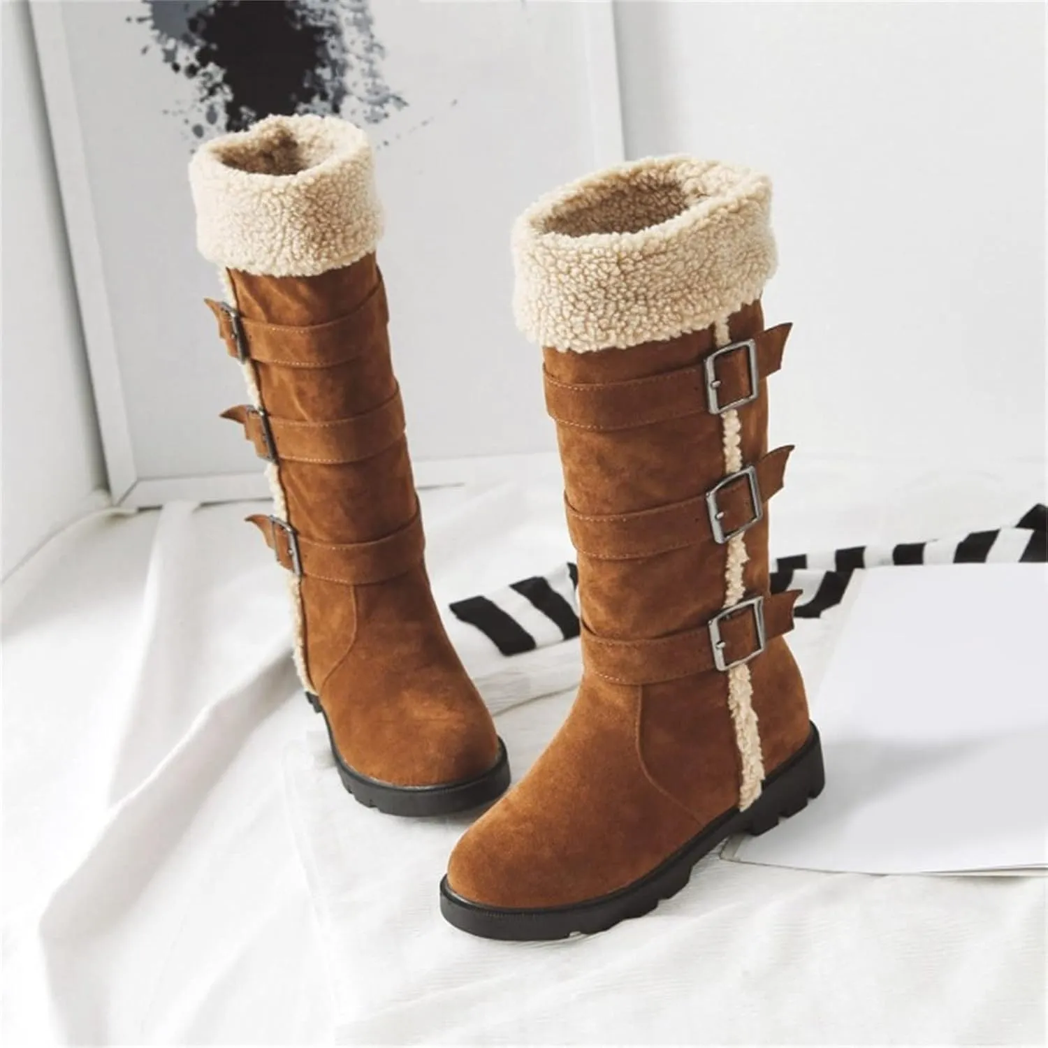 Winter Boots for Teens Waterproof Winter Boots Fleece Walking Shoes Insulated Outdoor Work Boots Work Boots for Men
