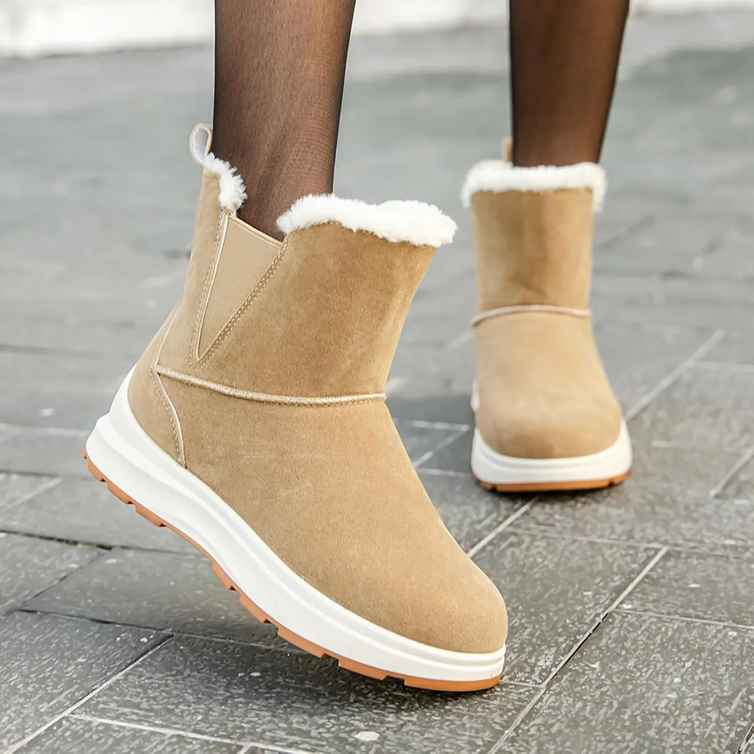 Winter Boots for Women Waterproof Insulated Fur Boots Outdoor Walking Shoes Platform Winter Work Boots for Women Work Boots