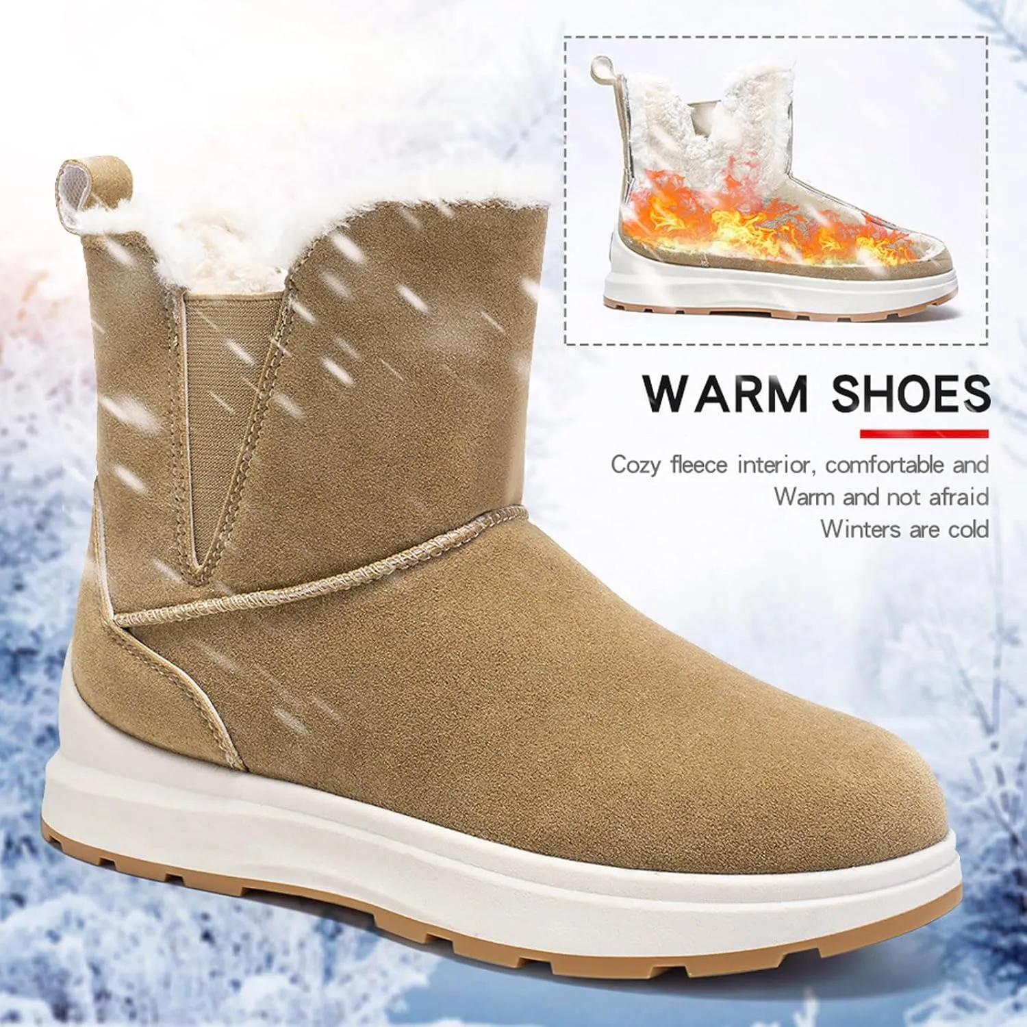 Winter Boots for Women Waterproof Insulated Fur Boots Outdoor Walking Shoes Platform Winter Work Boots for Women Work Boots