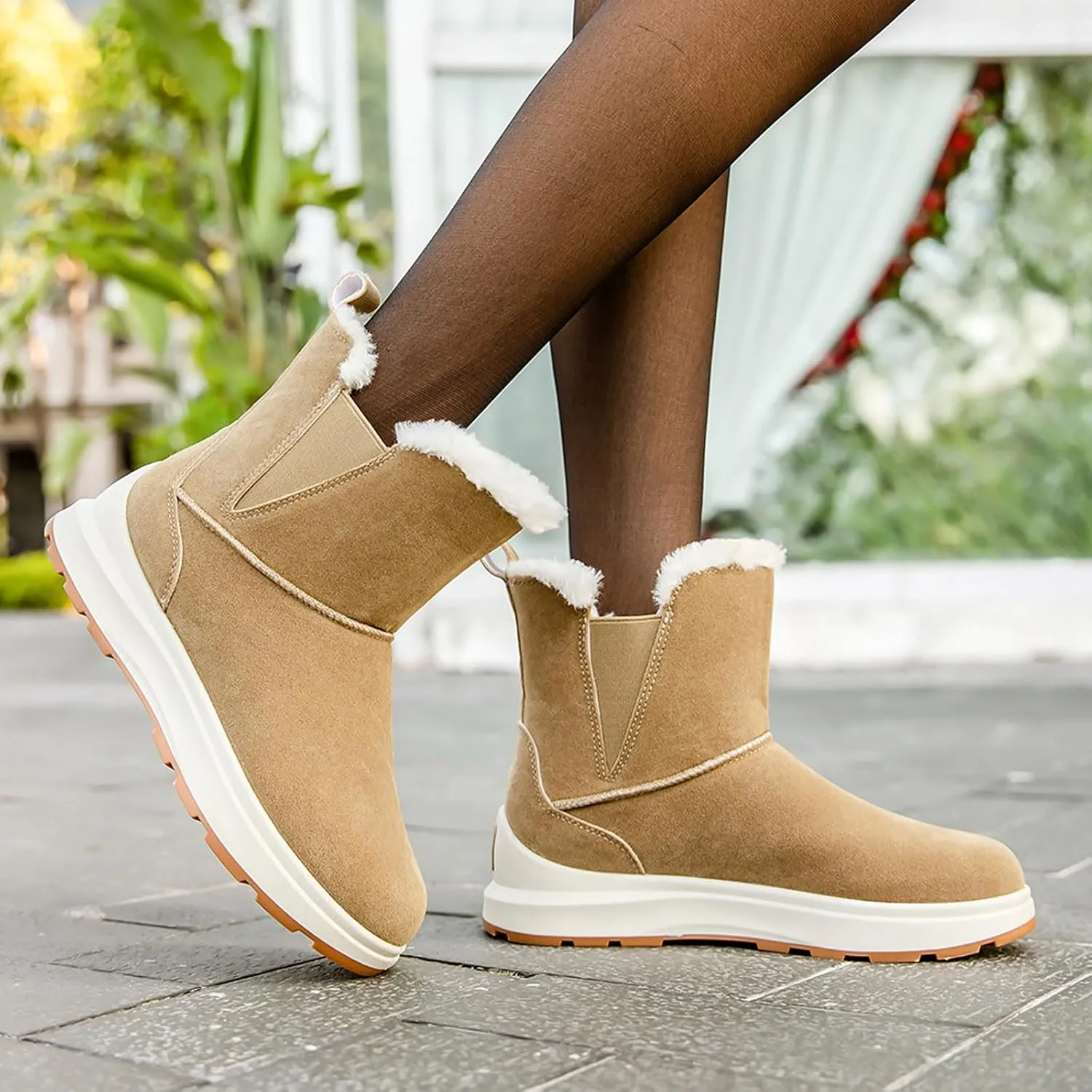 Winter Boots for Women Waterproof Insulated Fur Boots Outdoor Walking Shoes Platform Winter Work Boots for Women Work Boots