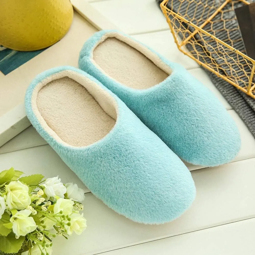 Winter Slippers for Women Men Fleece Soft Warm Anti Slip House Shoes Lightweight Cozy Memory Foam Slippers Indoor Outdoor