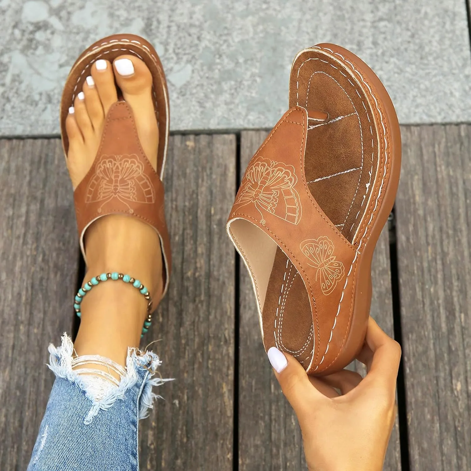 Women Flip Flops Women Summer Beach Casual Thong Sandals White Sandals Comfort Walking Summer Beach Thong Sandals