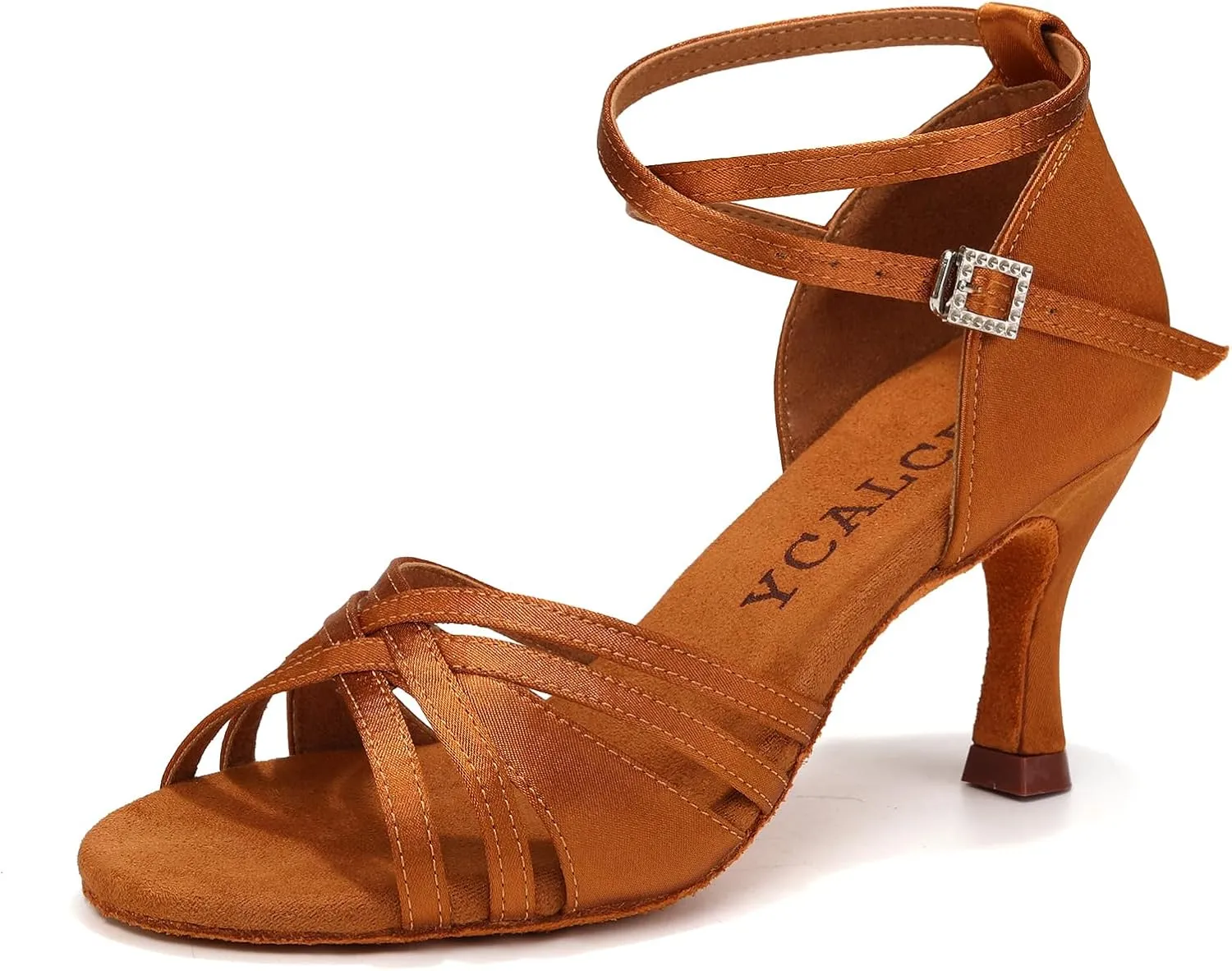Women Latin Dance Shoes Open Toe Satin Professional Salsa Bachata Performance Ballroom Dancing Shoes,Model L3049