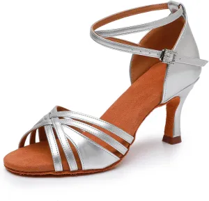 Women Latin Dance Shoes Open Toe Satin Professional Salsa Bachata Performance Ballroom Dancing Shoes,Model L3049