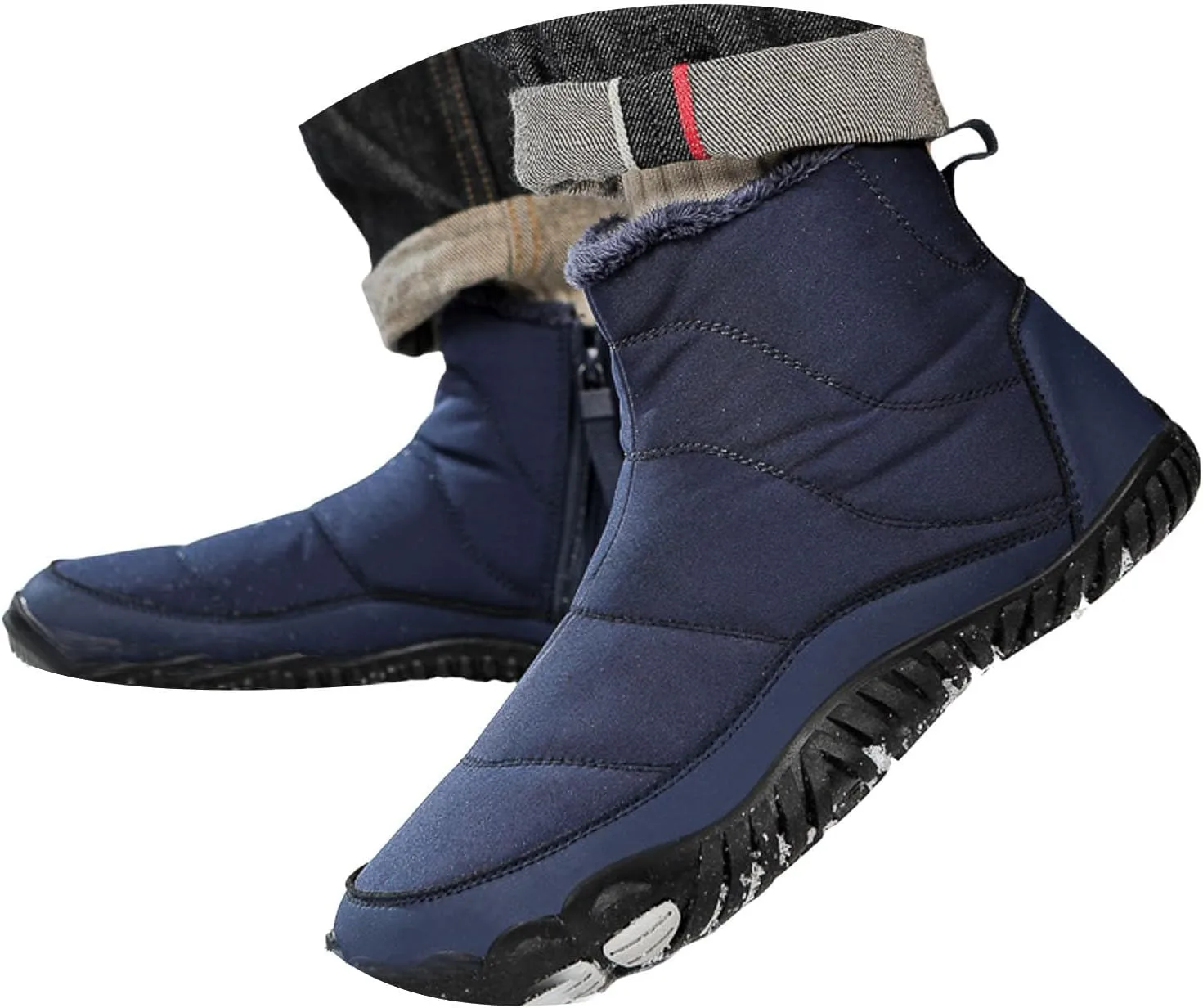 Women Winter Snow Boots Waterproof Walking Booties Zipper Fur Lined Warm Outdoor Ankle Short Boots Walking Boots