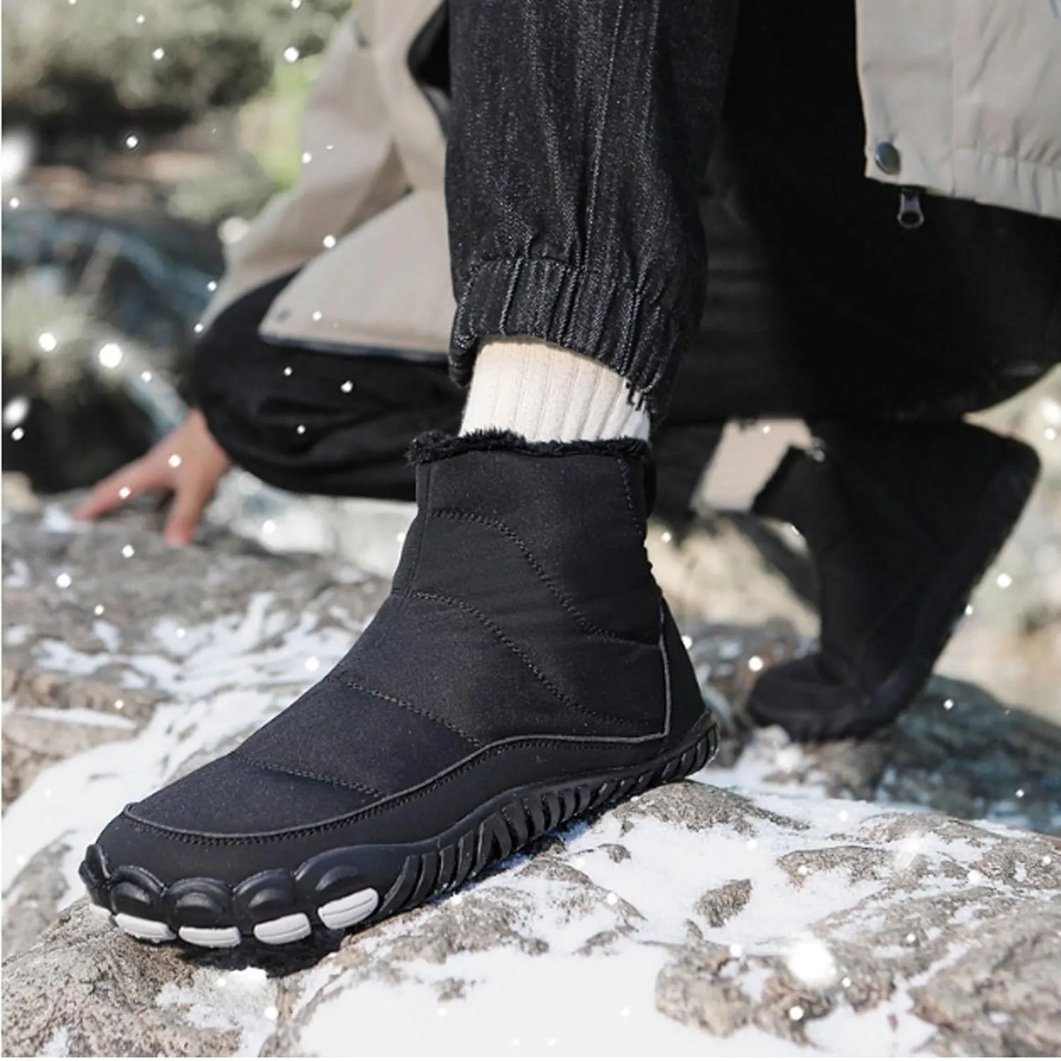 Women Winter Snow Boots Waterproof Walking Booties Zipper Fur Lined Warm Outdoor Ankle Short Boots Walking Boots