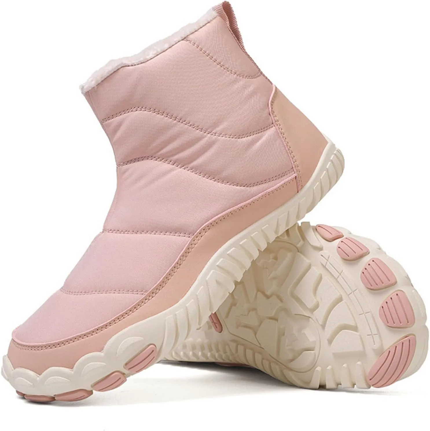 Women Winter Snow Boots Waterproof Walking Booties Zipper Fur Lined Warm Outdoor Ankle Short Boots Walking Boots