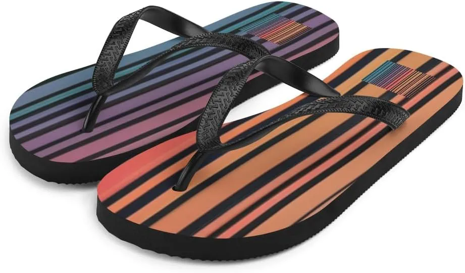 Women's Artsy Modern Adorable Colorful Striped Luxe Flip-Flops