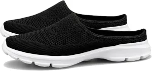 Womens Backless Walking Sneakers Summer Slip-on Mule Shoes Breathable Slippers Closed Toe Slides Comfort Walking Shoes