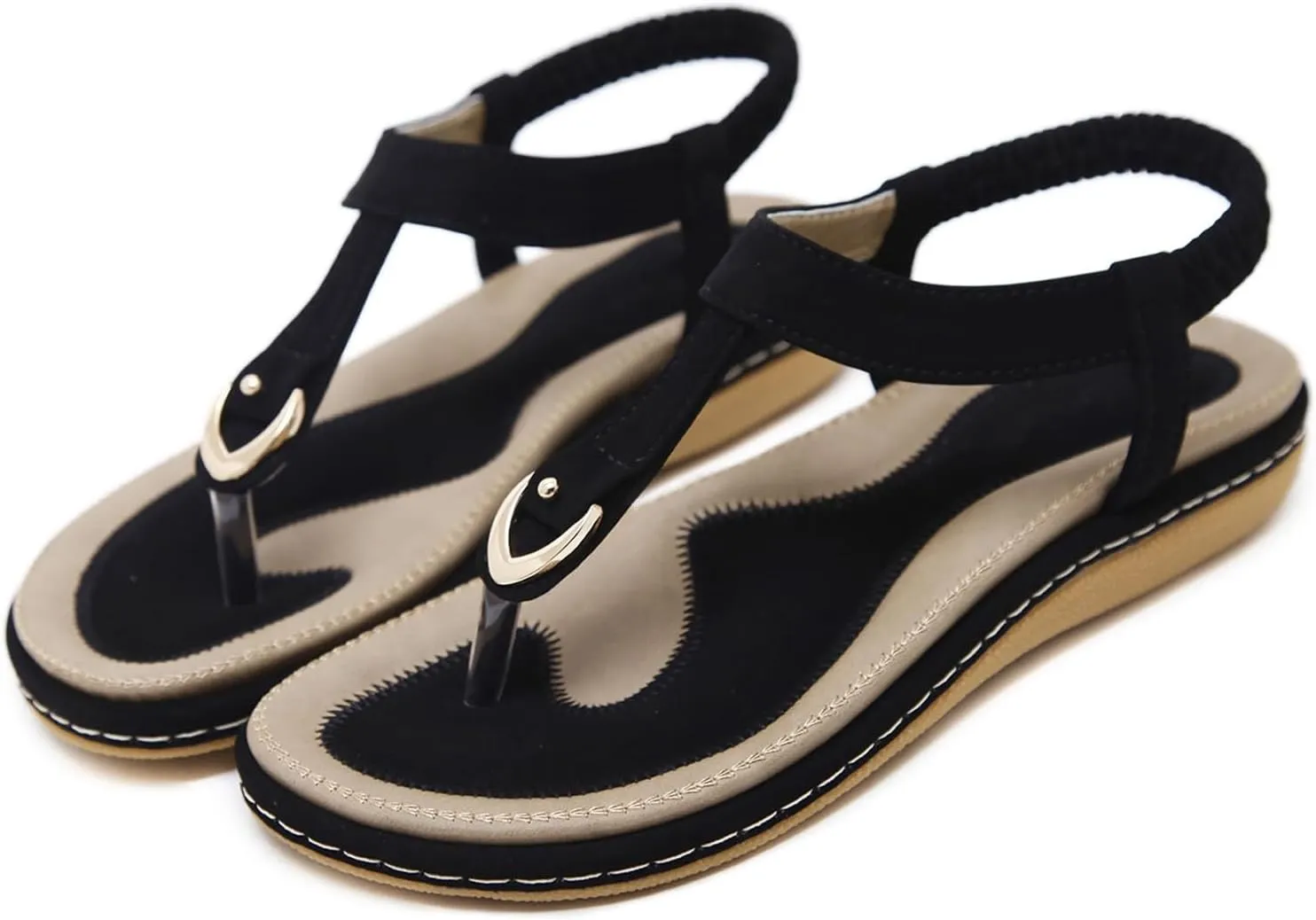 Women's Bohemia Flip Flops Summer Beach T-Strap Flat Sandals Comfort Walking Shoes Womens Flip Flops Walking Sandals