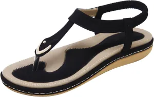 Women's Bohemia Flip Flops Summer Beach T-Strap Flat Sandals Comfort Walking Shoes Womens Flip Flops Walking Sandals