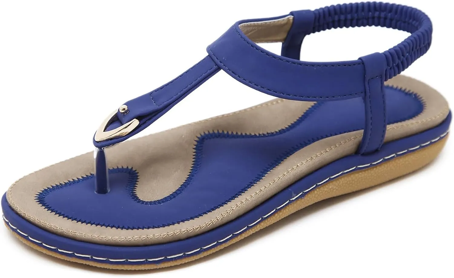 Women's Bohemia Flip Flops Summer Beach T-Strap Flat Sandals Comfort Walking Shoes Womens Flip Flops Walking Sandals