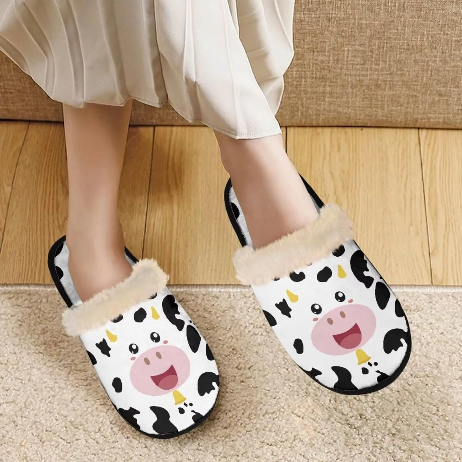 Womens Fuzzy Memory Foam Slippers, Cozy Plush Home Slippers Warm Memory Foam Shoes Home Bedroom Shoes Slippers for Women Men